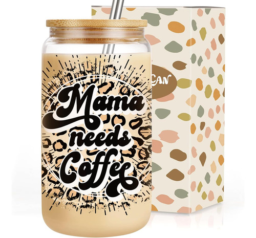 Taza De Café Helado Con Diseño De Leopardo Para Mamá, Vaso D