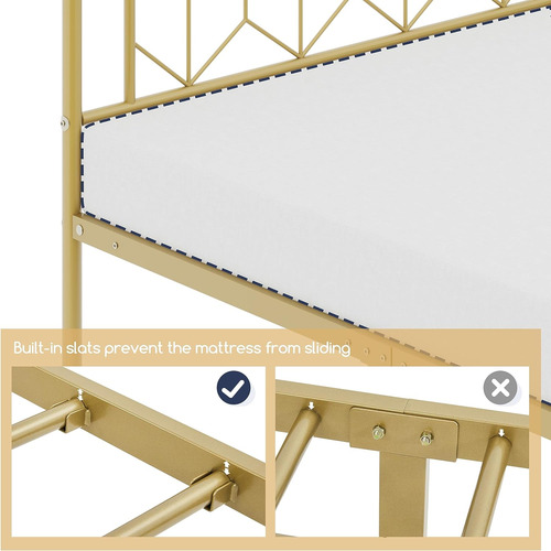 Base De Cama Yaheetech Dorada Matrimonial