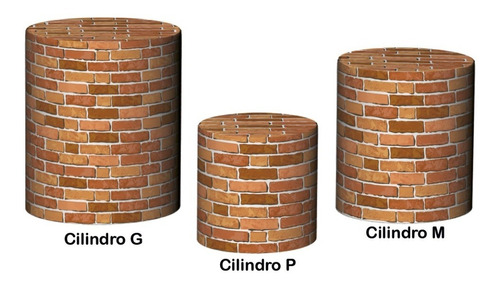 Trio De Capas De Cilindro 3d - Construção Tijolinhos