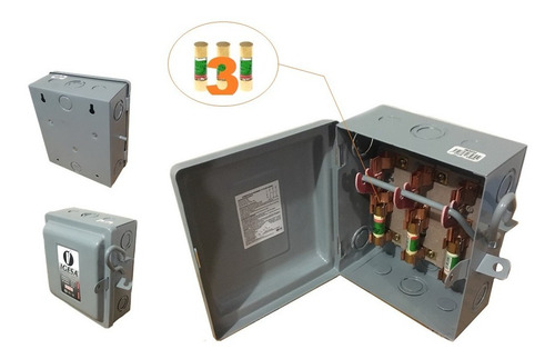 Caja Fusible 3polos Trifasico 30a Interruptor Igesa In3030 