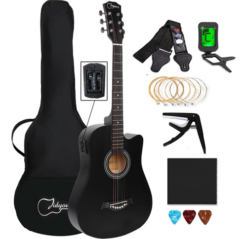 Guitarra  Jidyous 6 JGIN38CBL para diestros negra tilo