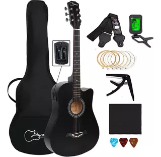 Guitarra Electroacústica Jidyous 6 JGIN38CBL para diestros negra tilo