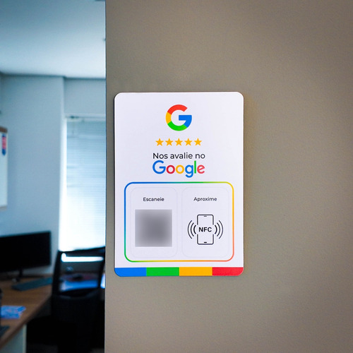 Placa Google Avaliação Com Chip Nfc E Qr Code Kit Com 3