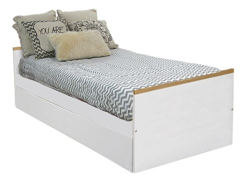 Cama Divan Nordico 1 Plaza Media Carro Cama Laqueado Blanco