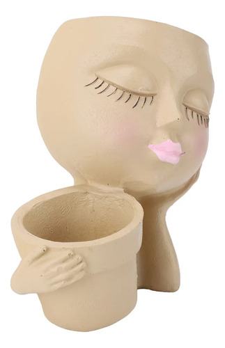 Maceta De Resina Con Forma De Cara, Resistente A La Decolora