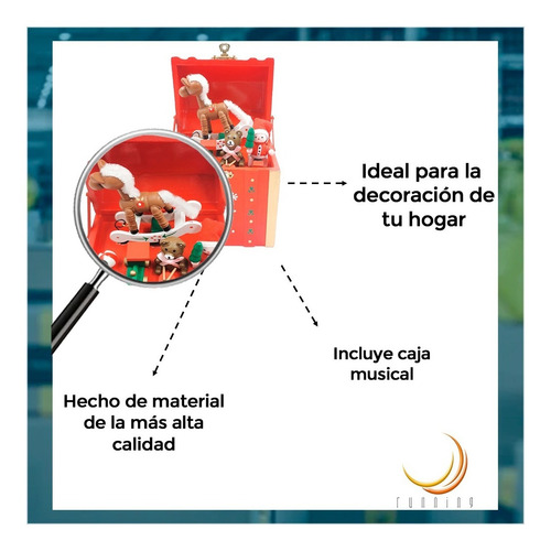 Imagen 2 de 6 de Adorno Navideño Running Caja Musical Baúl
