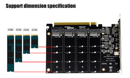 4 Port M.2 Nvme Ssd To Pcie X16m Key Hard Drive Converter Re