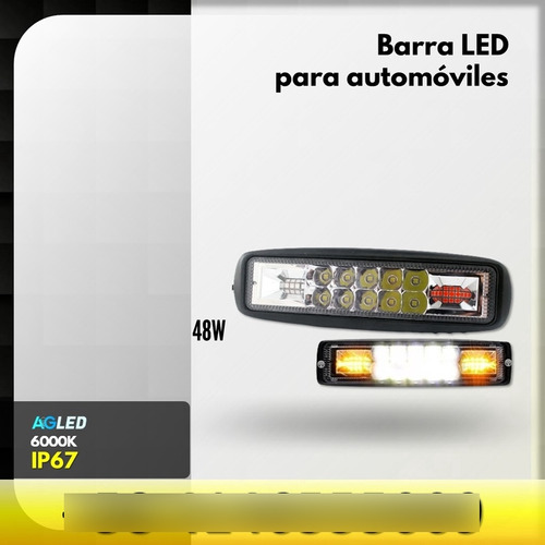 Barra Led Auto Pòlicia 48w 6k, Rojo Y Azul Flashing