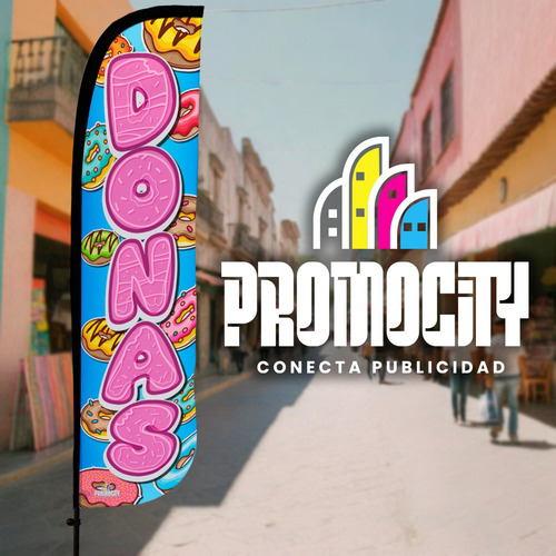 Bandera Publicitaria Promocity Donas 4x1 Completa Donas