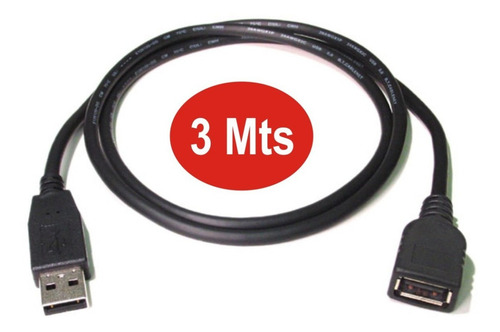 Imagen 3 de 3 de Cable Extension Usb 3 Mts Alargue Termosellado Auri Mou Tec