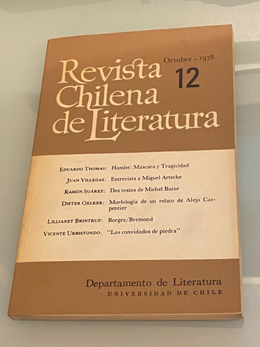 Revista Chilena De Literatura N°12 (octubre 1978) Chile