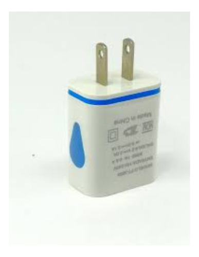 Cubo Cargador Doble 2.1a Con Luz Led Carga Rápida Celeste
