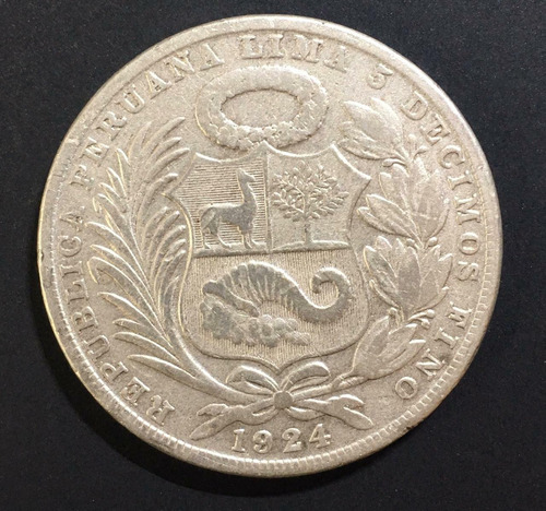 Moneda Del  Peru Un Sol De Plata De 1924