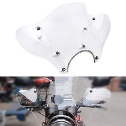 Parabrisas Transparente Moto Cruiser Universal Con Soportes