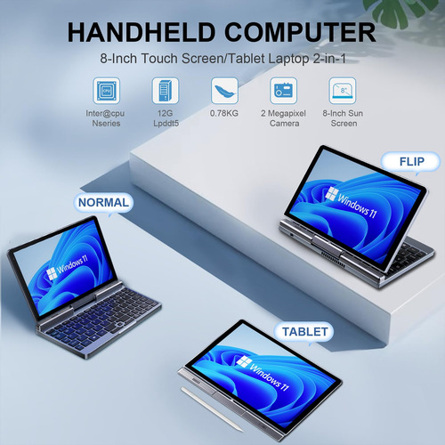 2 In 1 Portable Laptop Kooforway Mini Laptop 8 Inch Windows