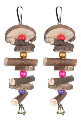 Juguete Colgante De Madera Para Morder Bird Bite Blocks, 2 P