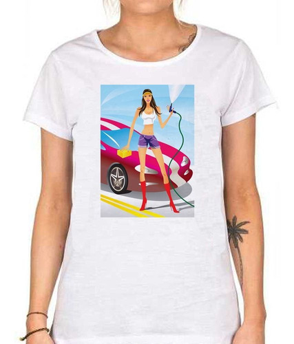 Remera De Mujer Mujer Lavando Auto