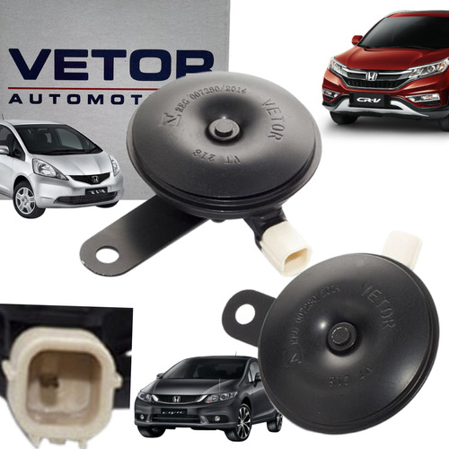 Buzina Dupla Honda Civic Fit City Crv ( Bi - Bi ) 12v Vetor