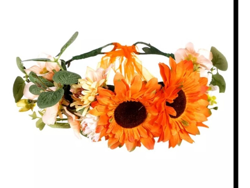 Coroa Guirlanda Tiara Floral Laranja Noiva Dama Honra Festa