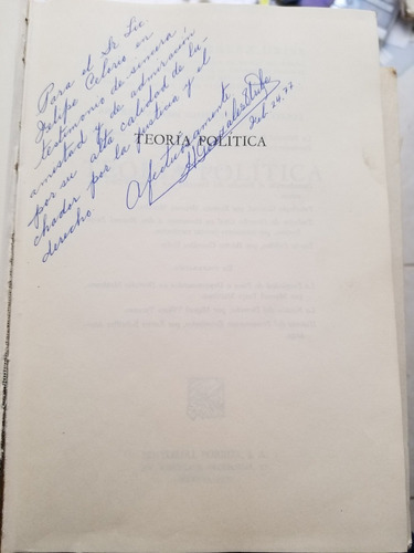 A0 Teoría Política, Héctor González Uribe 1.a Ed Autografiad (Usado)