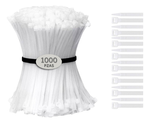 Cinchos Plástico 18lb Anti-uv 20cm 1000 Pzs Super Resistente Color Blanco