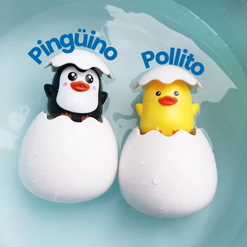 2 Piezas Juguete Baño Niños Regadera Huevo Pingüino Ducha F