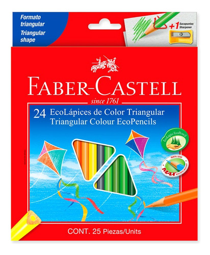 Lápices Color Faber Largos Triangulares X24 Suchina Sa
