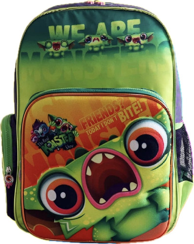 Mochila Escolar Para Niños - 18 Pulgadas Reforzada Monster