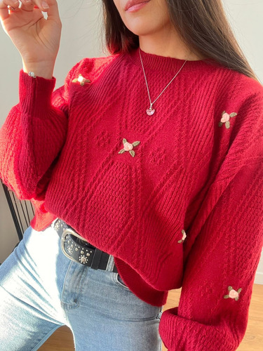 Sweater Importado De Mujer Bordado Super Suave Y Calentito