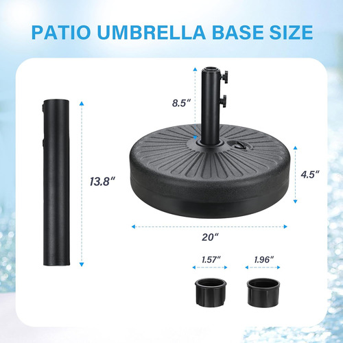 Soporte Base Para Sombrilla De Patio, 50 Lbs, Negro