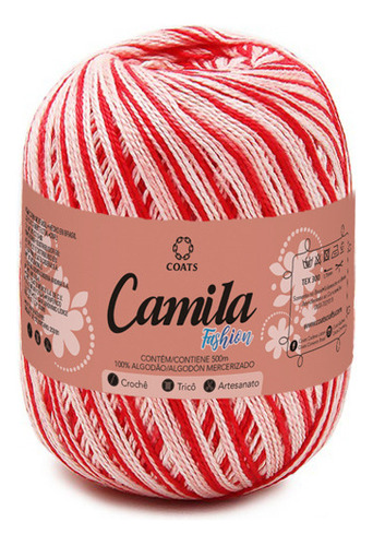 Linha Camila Fashion Matizada Crochê Tricô Varias Cores 500m Cor 05045 - Vermelho/rosa