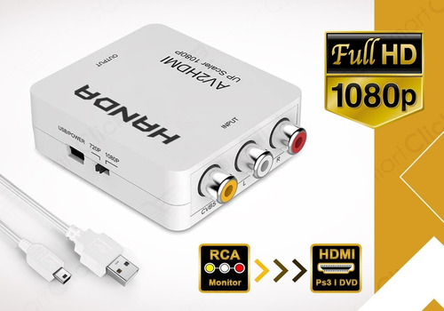 Imagen 5 de 10 de Conversor Rca A Hdmi Adaptador 1080p Camara Consola Play Led