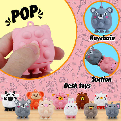 Juguetes De Succión Animal Pop Fidget Childfun, 12 Unidades