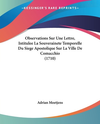 Libro Observations Sur Une Lettre, Intitulee La Souverain...