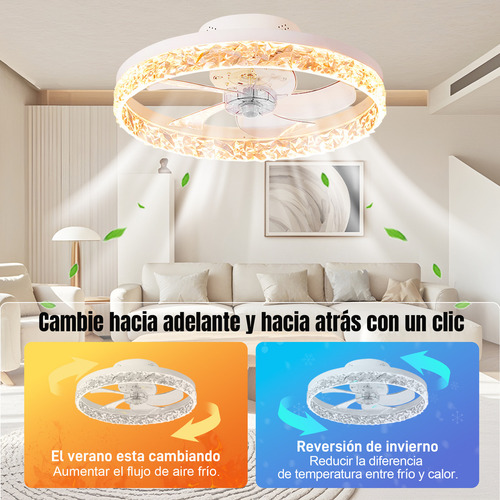 Ventilador De Techo Luz Con Control Remoto Inteligente Led color blanco Merion