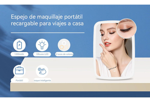 Asd Espejo Maquillaje Con Luz Led Y Espejo Pequeño 10x