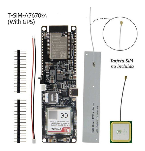 T-sim Esp32 A7670sa 4g Lte + Gps 18650 Ups Panel Solar Sd