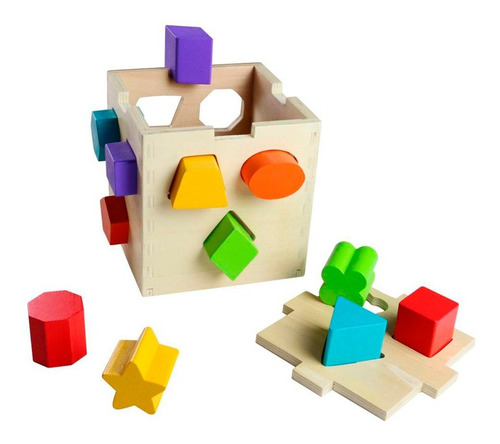 Imagen 2 de 8 de Acool Caja Inteligente Madera Figuras Encastre Ac7662 Full