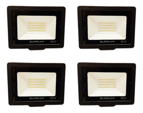 Pack X4 Proyector Reflector Eco Led 30w Cálida Glowlux E A 