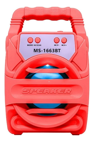 Parlante Ditron MS1663BT portátil con bluetooth  rojo 5V