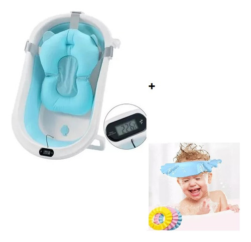 Bañito Bebe + Colchon + Termometro + Gorrito Baño