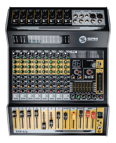 Melo Spm Sx8-bp Mezcladora Analoga 8 Canales Con Bluetooth