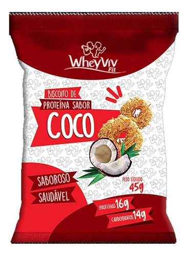 Kit 5x Biscoito De Proteína Sabor Coco Wheyviv 45g