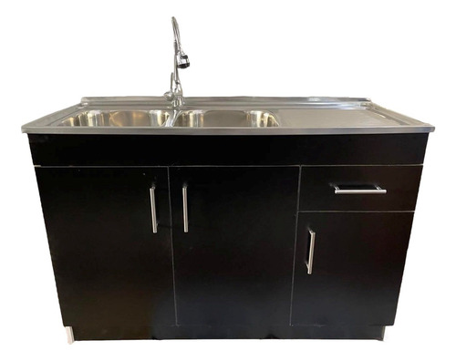 Lavaplatos Con Mueble 120x50 Negro Mdf Sec. Derecho