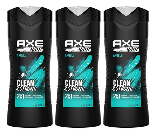 3 Axe Apollo 2 En 1 Clean & Strong Shampoo Y Acondicio 473ml