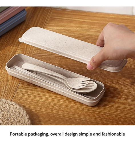 . Vajilla Portátil De Viaje De Tres Piezas Wheat Tableware