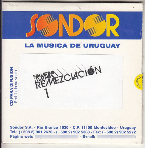 Cd Promo Eduardo Mateo Remezclacion 3 Temas Sondor 2007 Raro