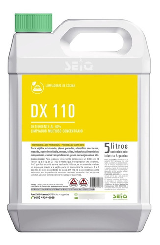 Detergente Concentrado Dx 110 Multiuso Desengrasante Cocina