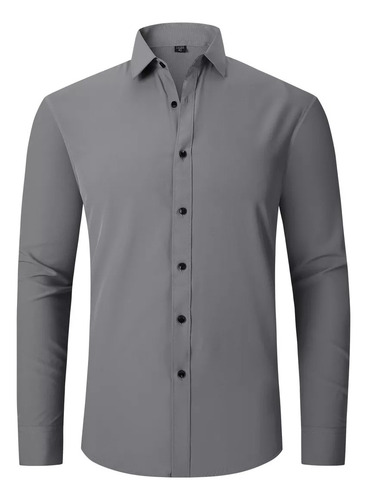 Camisa Delgada De Negocios Simple Antiarrugas Para Hombres