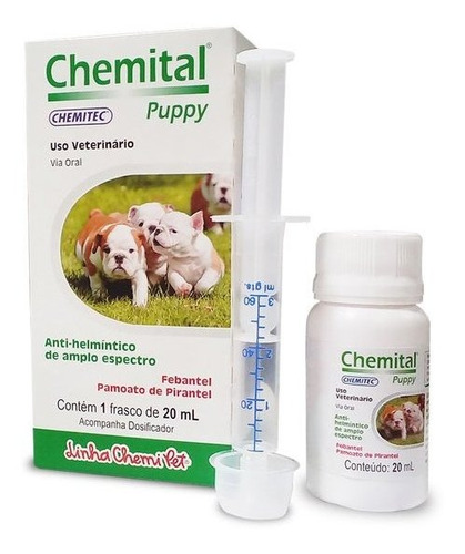 Vermífugo Chemital Puppy Para Cachorro Frasco Com 20 Ml